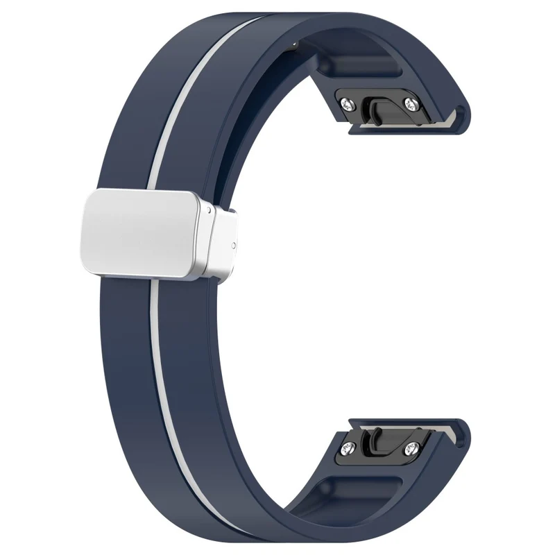 Garmin Fenix 7S / 6S / 5S Magnetic Watchband 20mm Dual Color Silicone Watch Strap with Silver Buckle - Black / White
