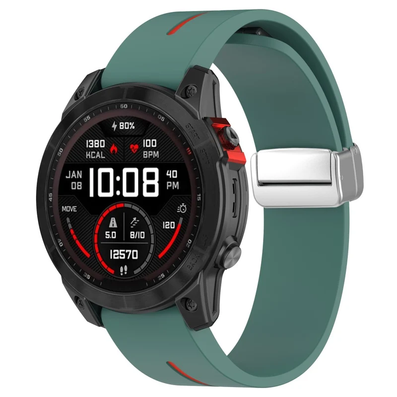 Garmin Fenix 7S / 6S / 5S Magnetic Watchband 20mm Dual Color Silicone Watch Strap with Silver Buckle - Black / White