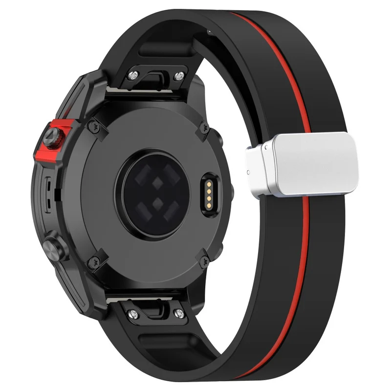 Garmin Fenix 7S / 6S / 5S Magnetic Watchband 20mm Dual Color Silicone Watch Strap with Silver Buckle - Black / White