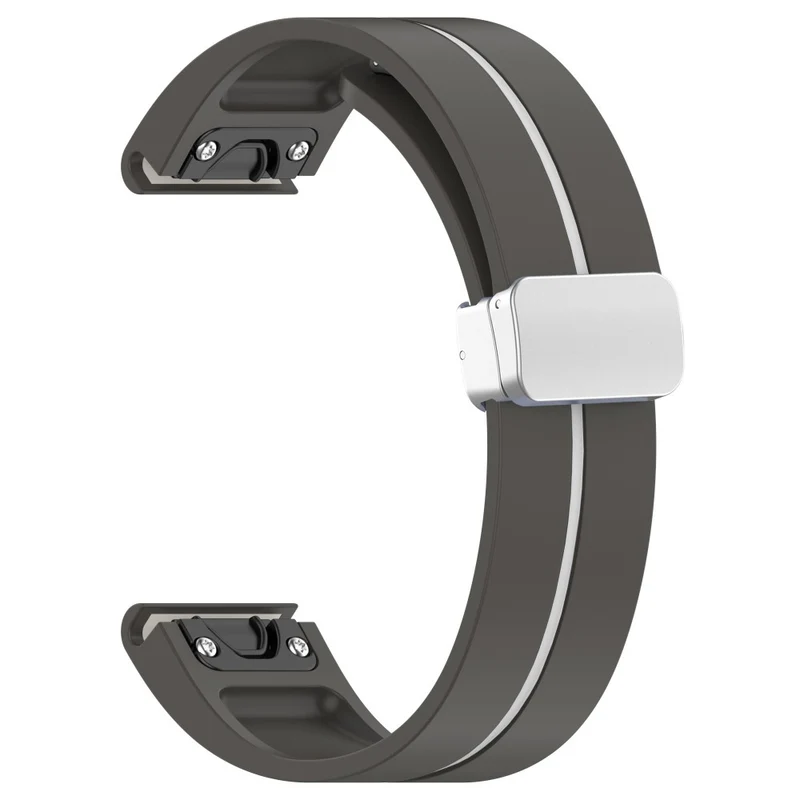 Garmin Fenix 7S / 6S / 5S Magnetic Watchband 20mm Dual Color Silicone Watch Strap with Silver Buckle - Black / White