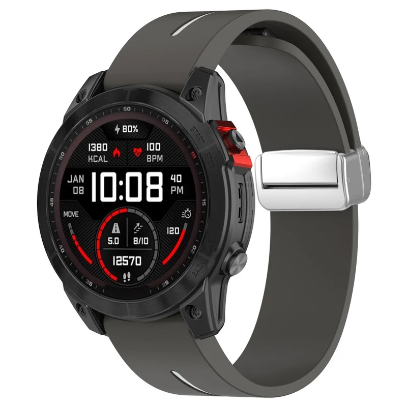 Garmin Fenix 7S / 6S / 5S Magnetic Watchband 20mm Dual Color Silicone Watch Strap with Silver Buckle - Black / White