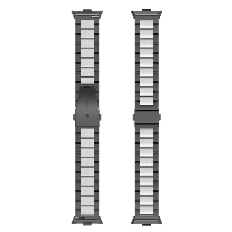 Xiaomi Smart Band 8 Pro Watch Band Stainless Steel Watch Strap with Tool Spring Bar - Black / Silver / Black