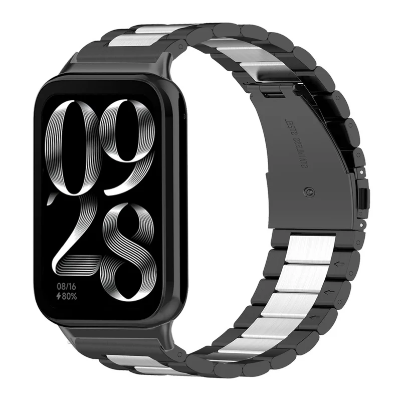 Xiaomi Smart Band 8 Pro Watch Band Stainless Steel Watch Strap with Tool Spring Bar - Black / Silver / Black