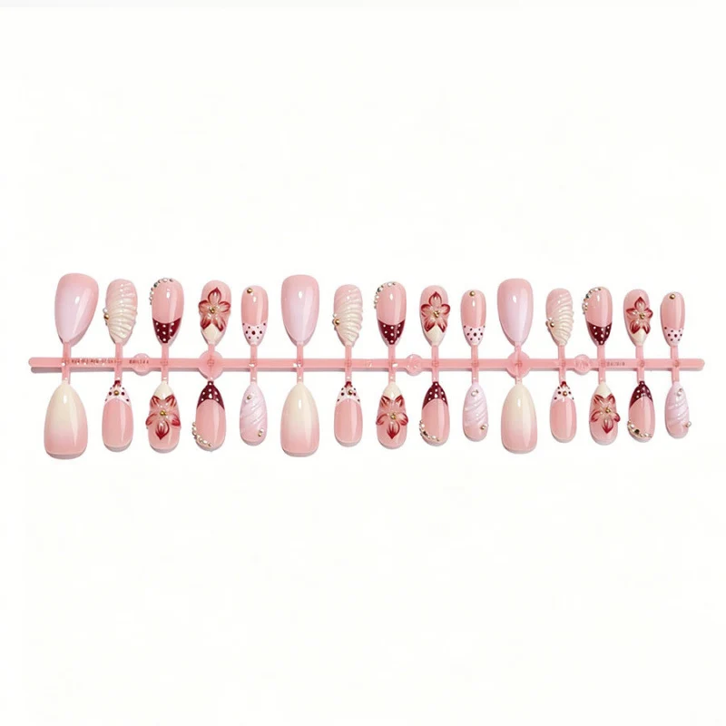 Premium Floral Verziertes Press-On Nagel Kunst Set