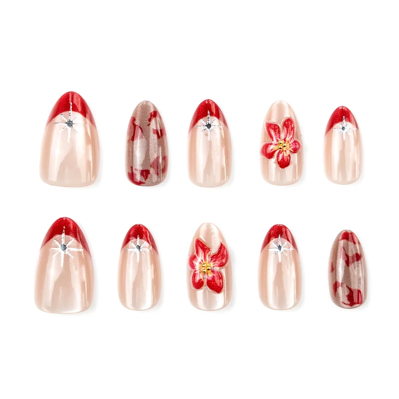 Blumige Verbesserungen Press-On Nagelset