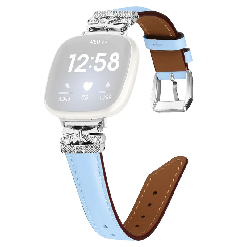 Fitbit Versa 3 / 4 / Sense / Sense 2 Silver Buckle Watchband Butterfly Connector Strap