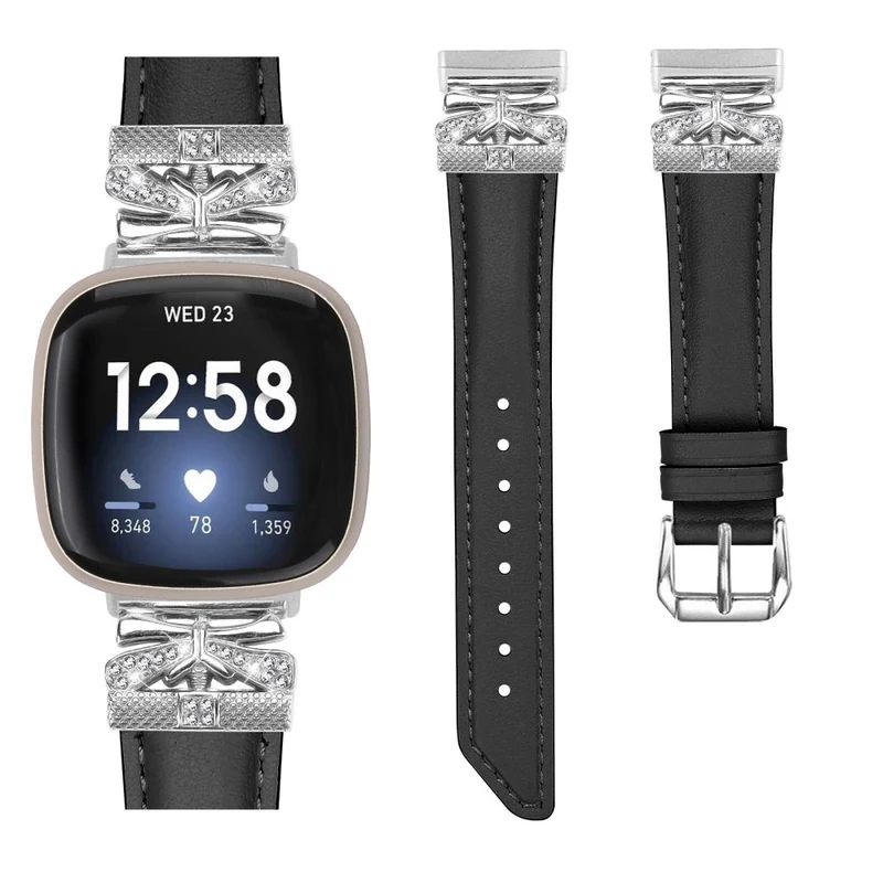 Fitbit Versa 3 / 4 / Sense / Sense 2 Silver Buckle Watchband Butterfly Connector Strap