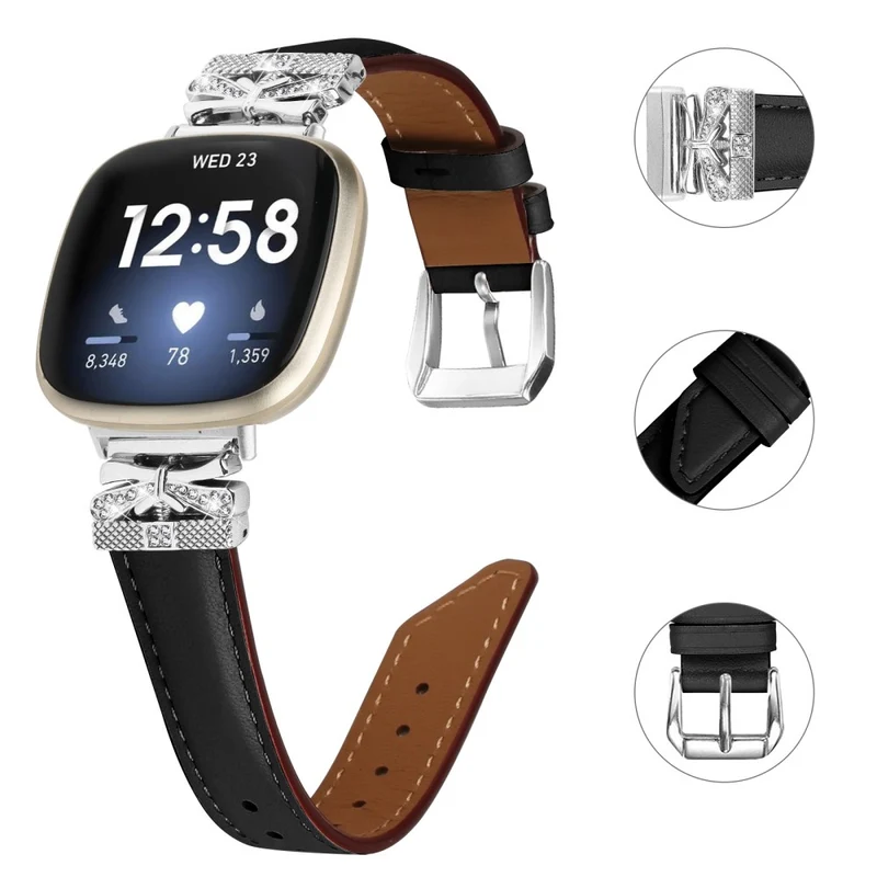 Fitbit Versa 3 / 4 / Sense / Sense 2 Silver Buckle Watchband Butterfly Connector Strap