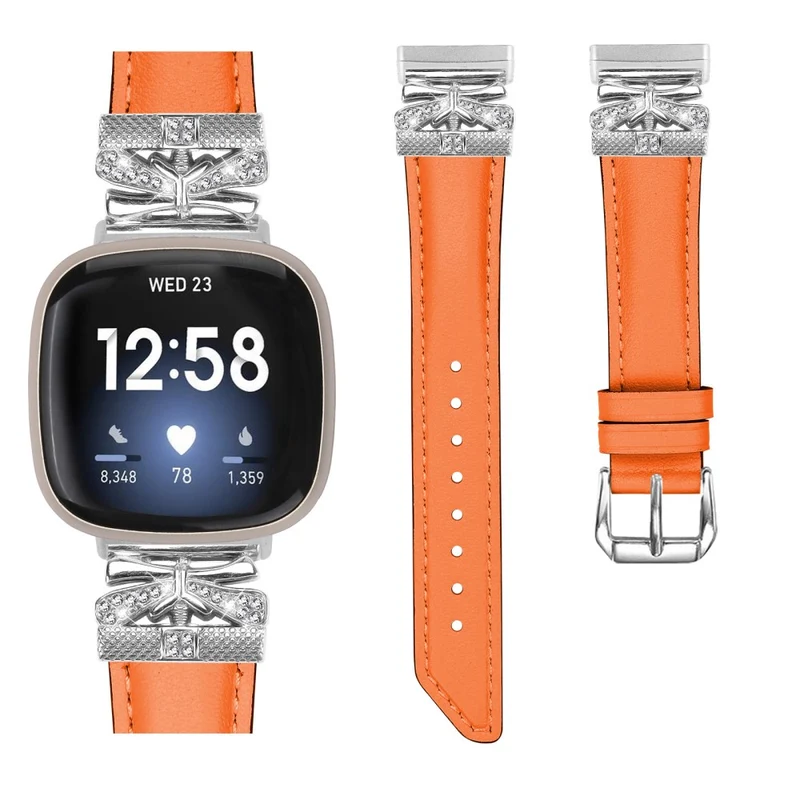 Fitbit Versa 3 / 4 / Sense / Sense 2 Silver Buckle Watchband Butterfly Connector Strap