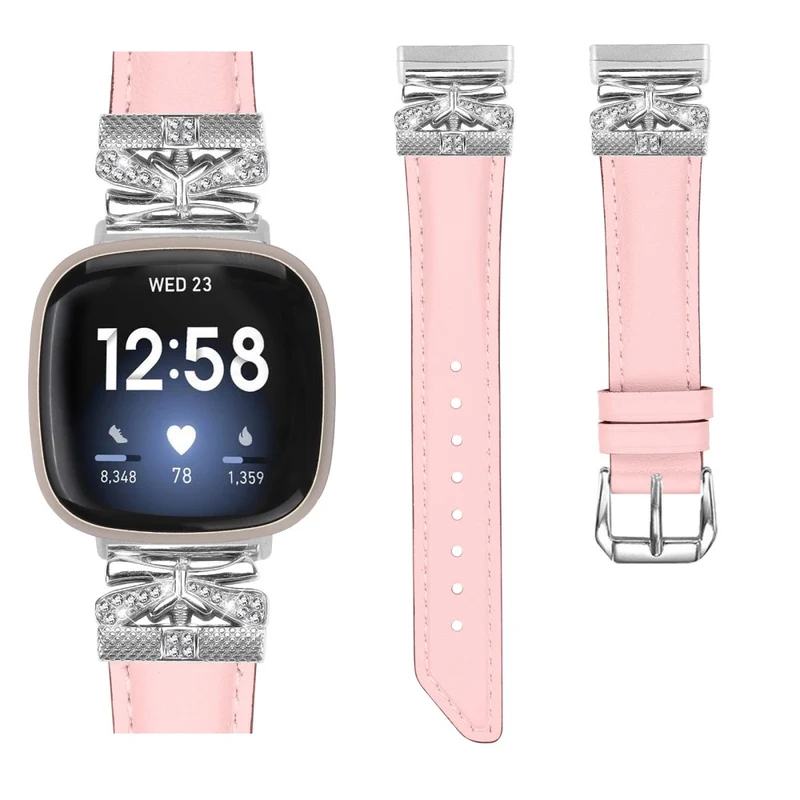 Fitbit Versa 3 / 4 / Sense / Sense 2 Silver Buckle Watchband Butterfly Connector Strap