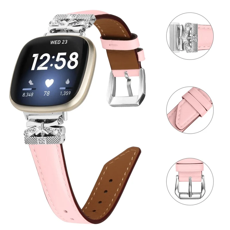 Fitbit Versa 3 / 4 / Sense / Sense 2 Silver Buckle Watchband Butterfly Connector Strap