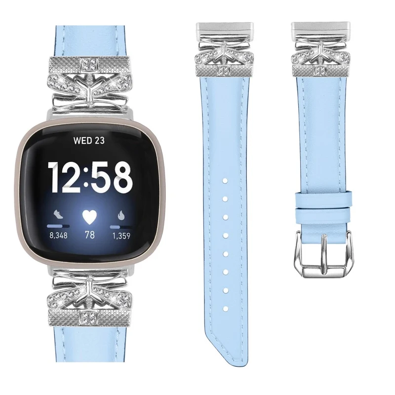 Fitbit Versa 3 / 4 / Sense / Sense 2 Silver Buckle Watchband Butterfly Connector Strap