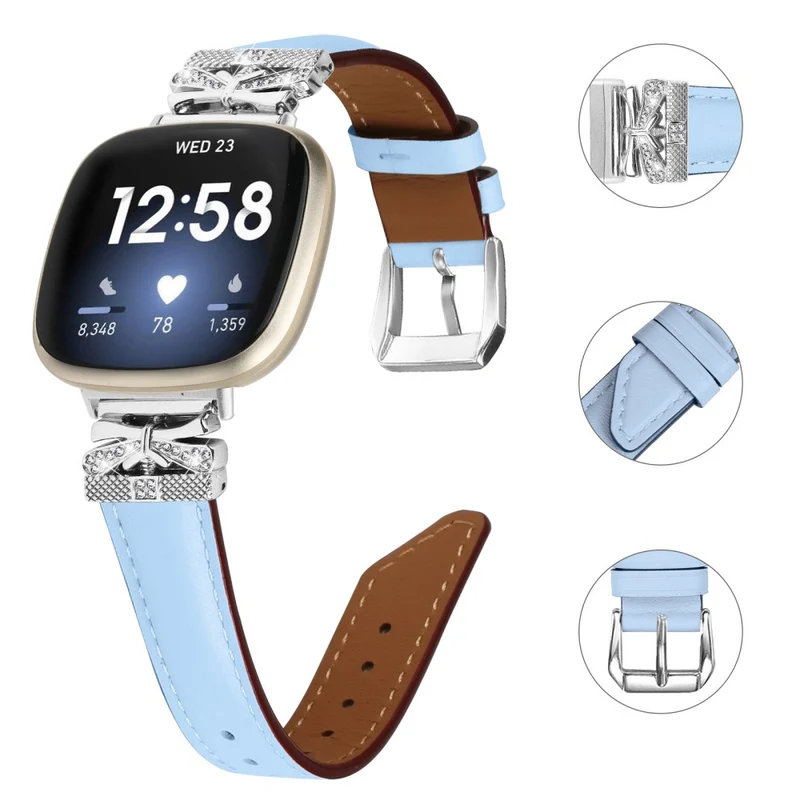 Fitbit Versa 3 / 4 / Sense / Sense 2 Silver Buckle Watchband Butterfly Connector Strap