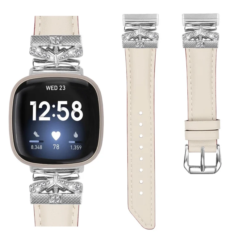 Fitbit Versa 3 / 4 / Sense / Sense 2 Silver Buckle Watchband Butterfly Connector Strap