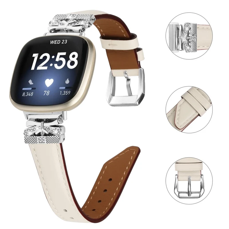 Fitbit Versa 3 / 4 / Sense / Sense 2 Silver Buckle Watchband Butterfly Connector Strap