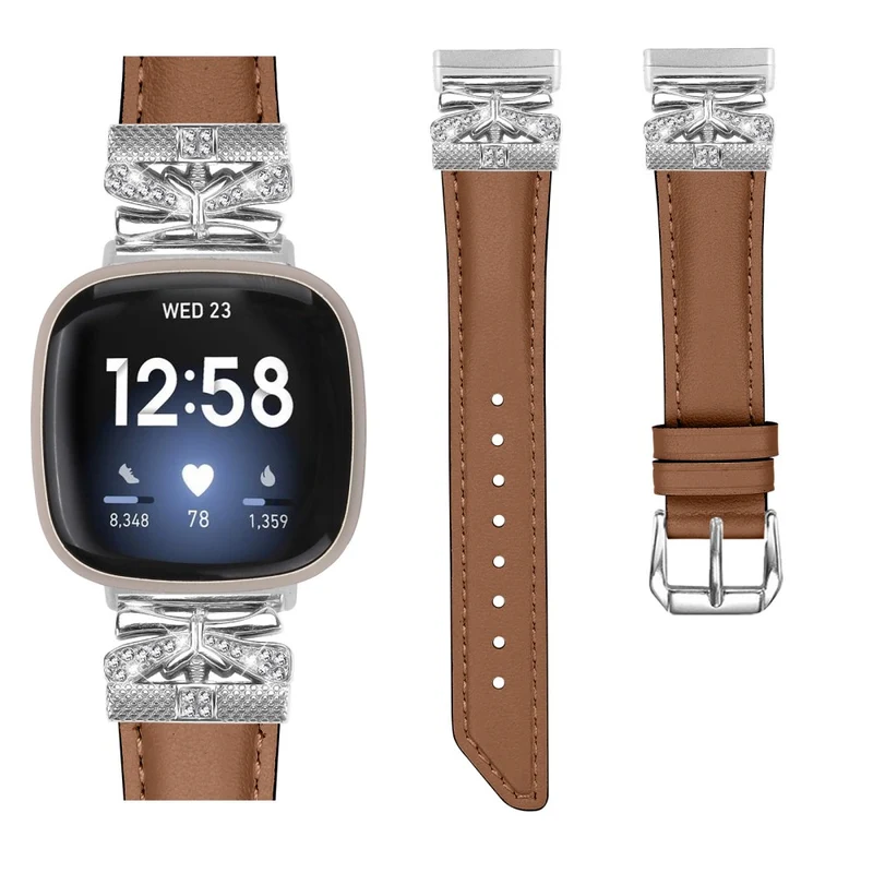 Fitbit Versa 3 / 4 / Sense / Sense 2 Silver Buckle Watchband Butterfly Connector Strap
