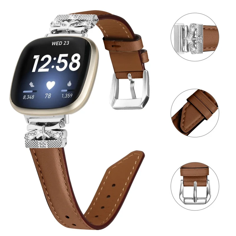 Fitbit Versa 3 / 4 / Sense / Sense 2 Silver Buckle Watchband Butterfly Connector Strap