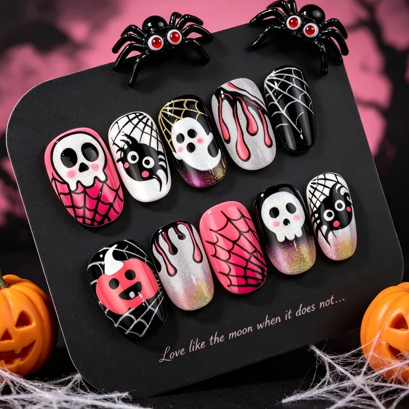 Halloween-Themen Presse-on-Nagelkunst Kollektion