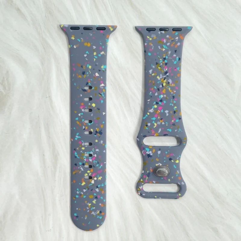 Pattern Band Apple Watch Universal 49mm/45mm/42mm Silicone Watch Strap - Blue Grey