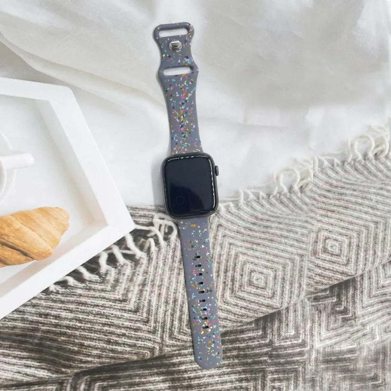 Pattern Band Apple Watch Universal 49mm/45mm/42mm Silicone Watch Strap - Blue Grey
