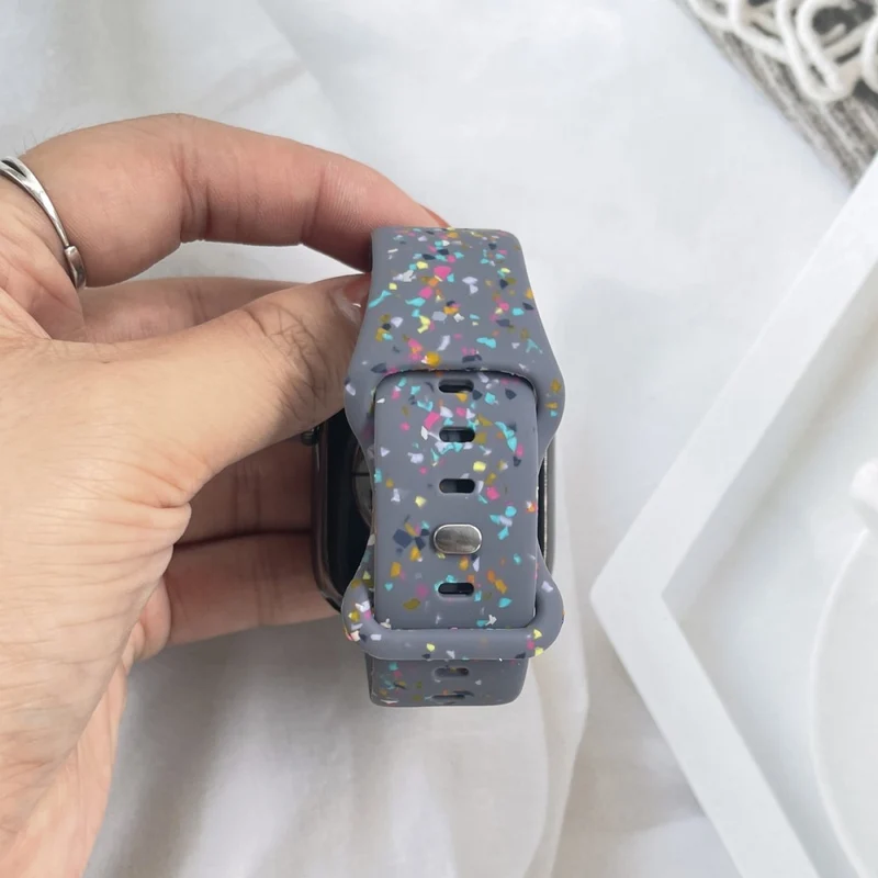 Pattern Band Apple Watch Universal 49mm/45mm/42mm Silicone Watch Strap - Blue Grey