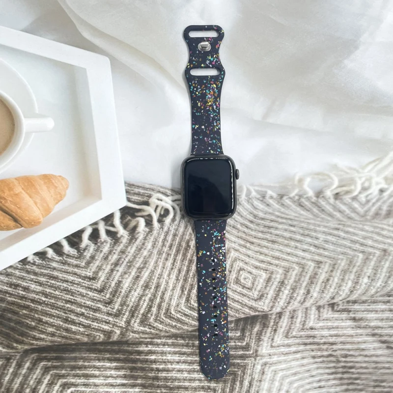 Pattern Band Apple Watch Universal 49mm/45mm/42mm Silicone Watch Strap - Blue Grey