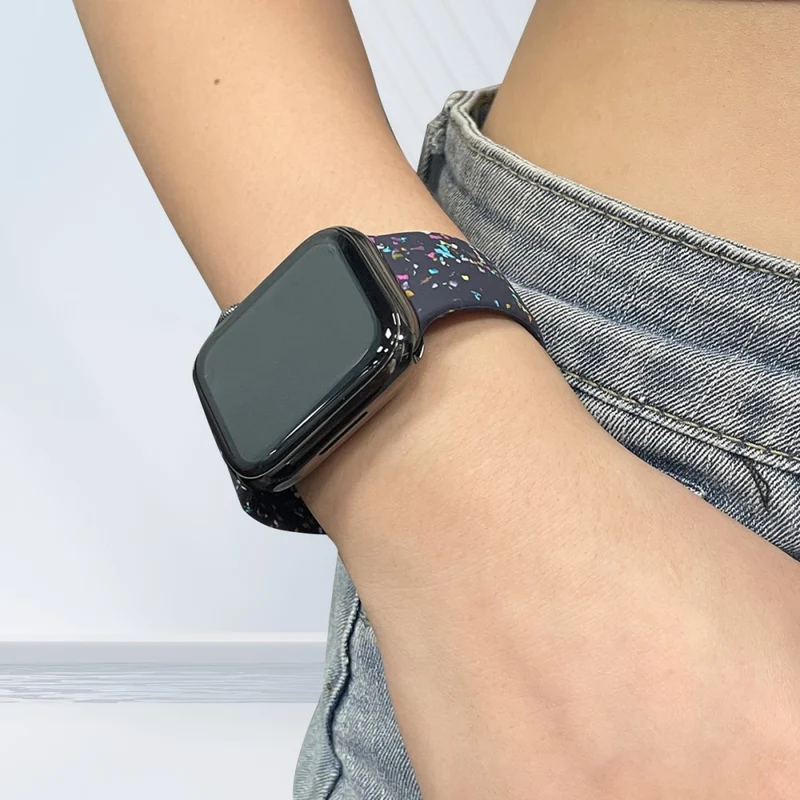 Pattern Band Apple Watch Universal 49mm/45mm/42mm Silicone Watch Strap - Blue Grey