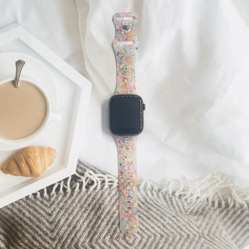 Pattern Band Apple Watch Universal 49mm/45mm/42mm Silicone Watch Strap - Blue Grey
