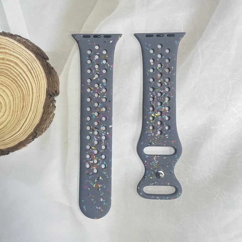 Silicone Band Apple Watch Universal 49mm/45mm/42mm Pattern Watch Strap - Blue Grey