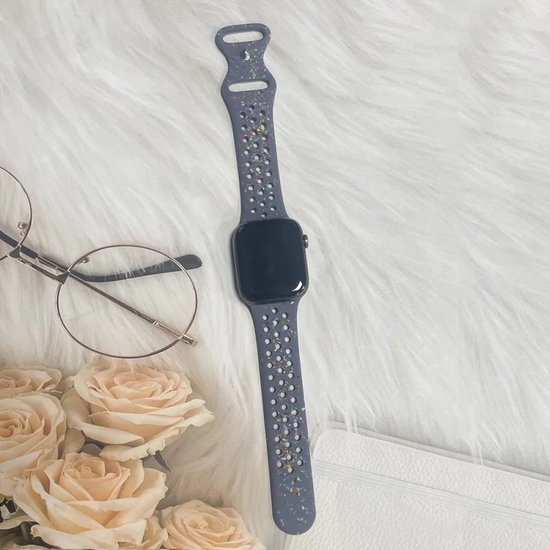 Silicone Band Apple Watch Universal 49mm/45mm/42mm Pattern Watch Strap - Blue Grey