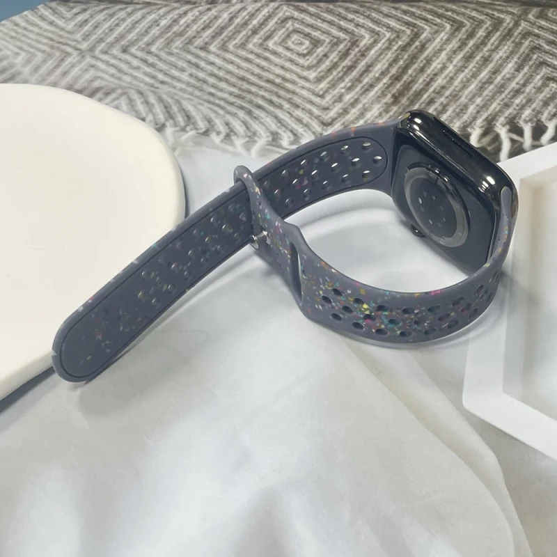 Silicone Band Apple Watch Universal 49mm/45mm/42mm Pattern Watch Strap - Blue Grey