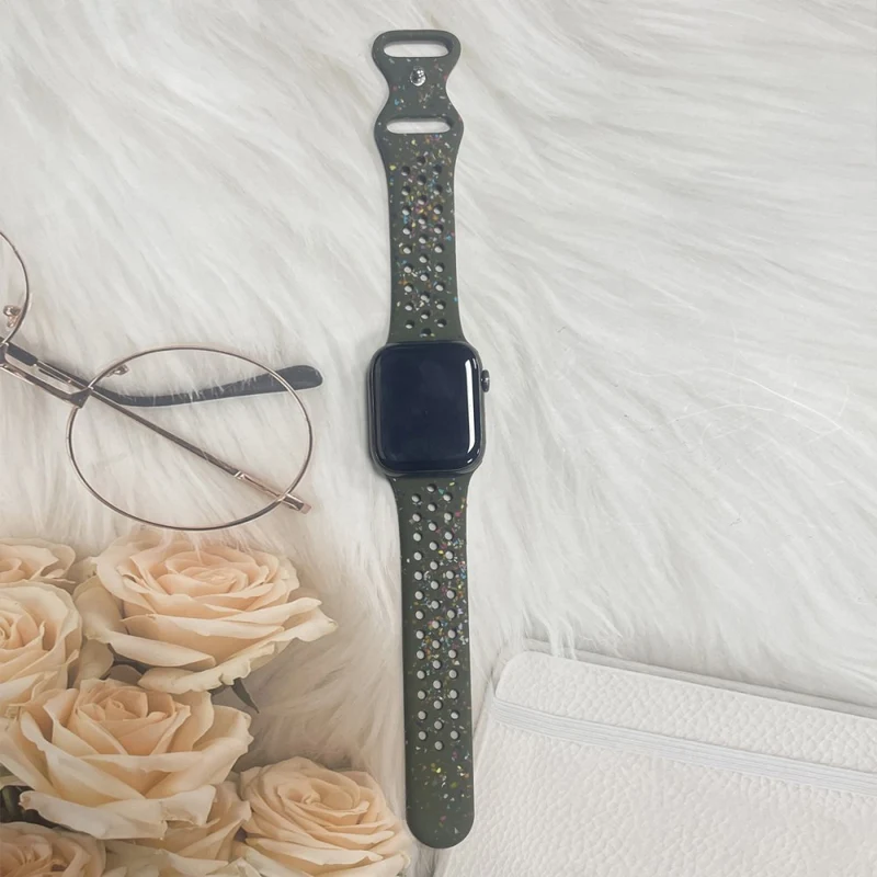 Silicone Band Apple Watch Universal 49mm/45mm/42mm Pattern Watch Strap - Blue Grey