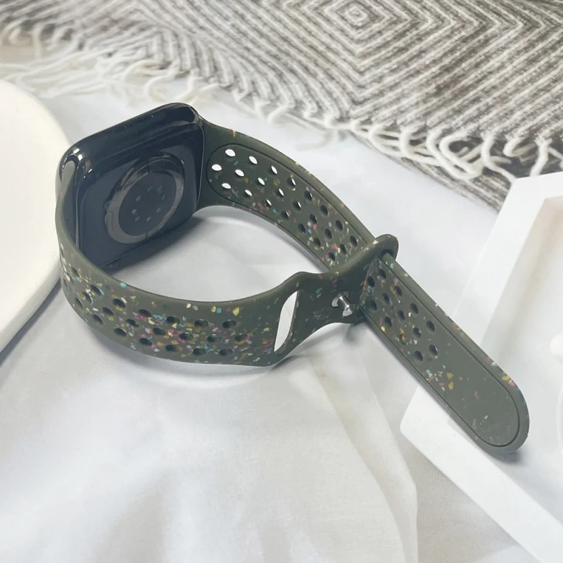 Silicone Band Apple Watch Universal 49mm/45mm/42mm Pattern Watch Strap - Blue Grey