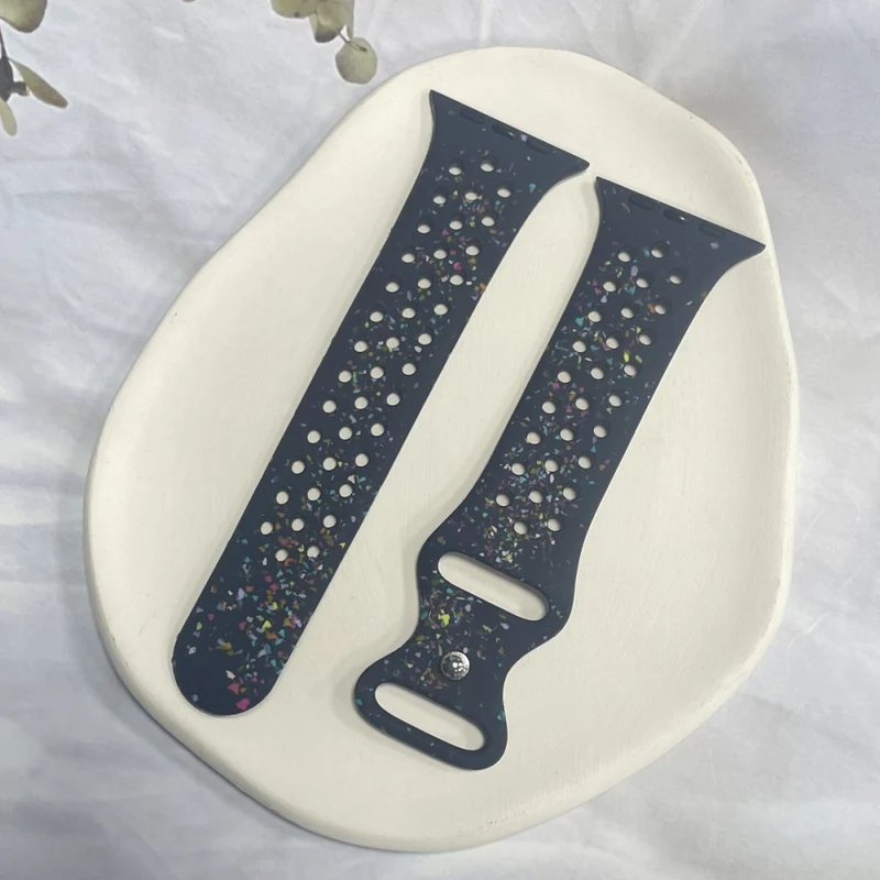 Silicone Band Apple Watch Universal 49mm/45mm/42mm Pattern Watch Strap - Blue Grey
