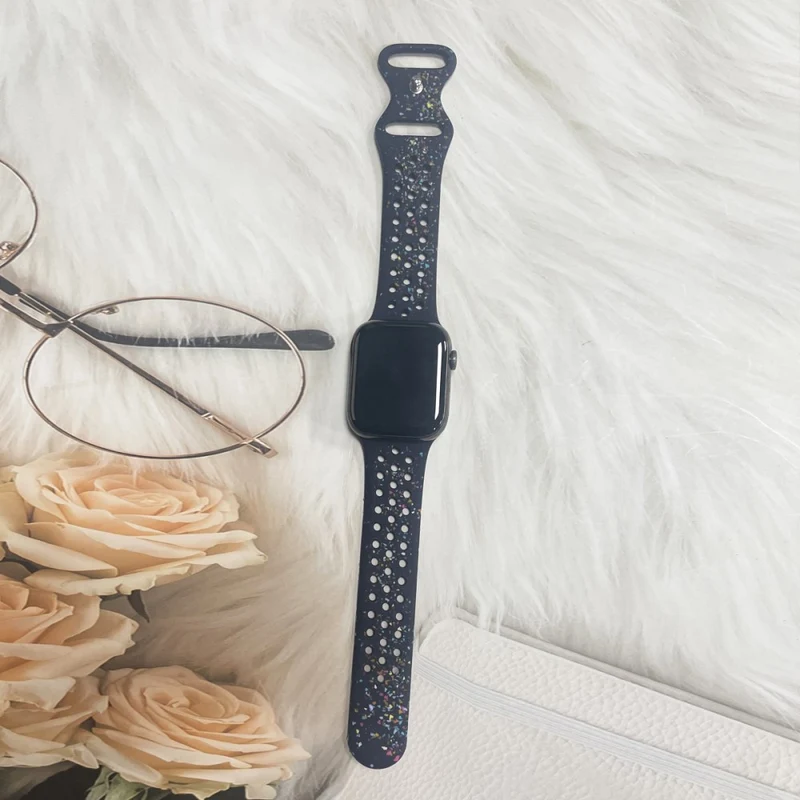 Silicone Band Apple Watch Universal 49mm/45mm/42mm Pattern Watch Strap - Blue Grey