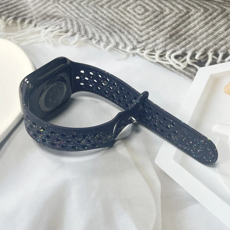 Silicone Band Apple Watch Universal 49mm/45mm/42mm Pattern Watch Strap - Blue Grey