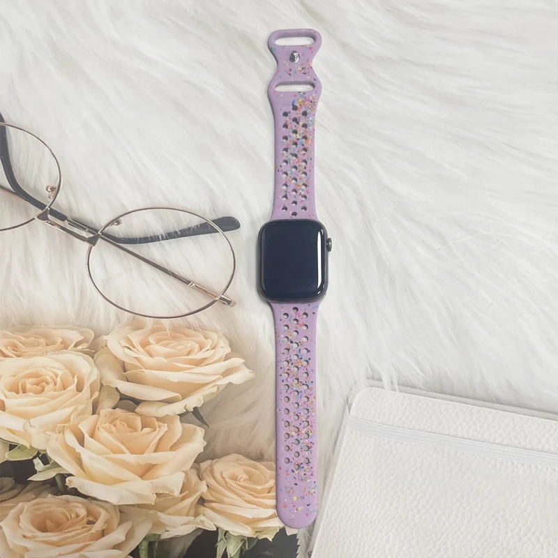 Silicone Band Apple Watch Universal 49mm/45mm/42mm Pattern Watch Strap - Blue Grey