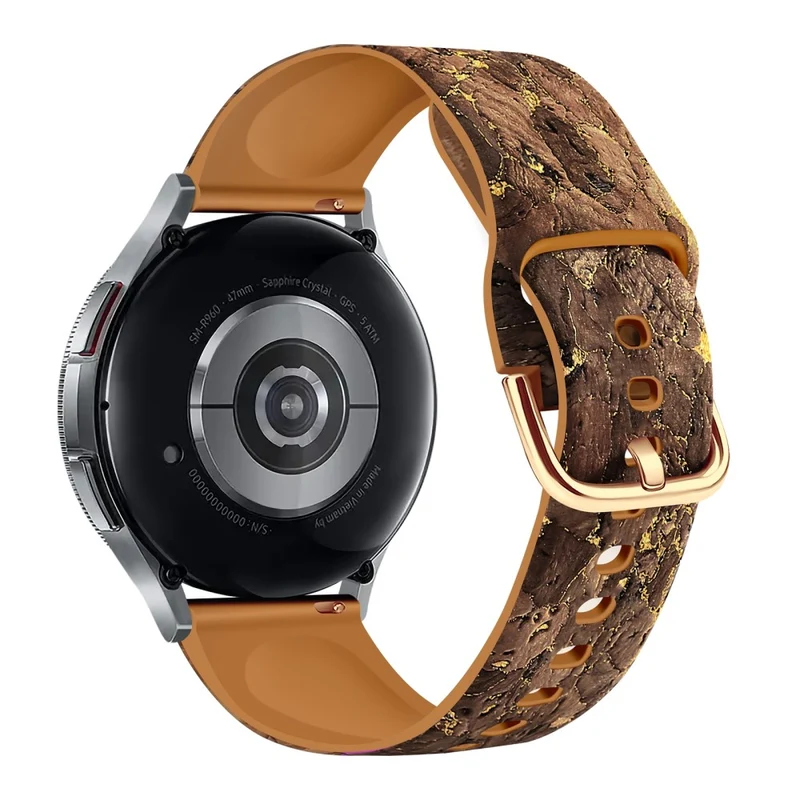 20mm Watch Band Samsung Galaxy Watch6 Classic 43mm 47mm / Watch6 40mm 44mm Genuine Tree LeatherandTPE Strap - Style A