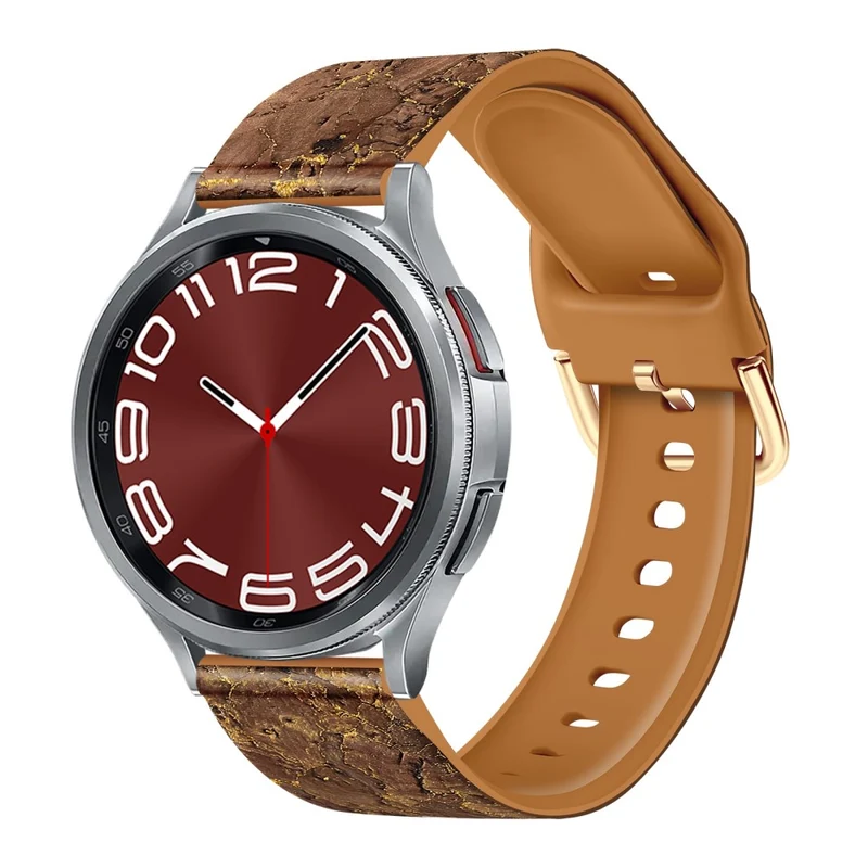 20mm Watch Band Samsung Galaxy Watch6 Classic 43mm 47mm / Watch6 40mm 44mm Genuine Tree LeatherandTPE Strap - Style A