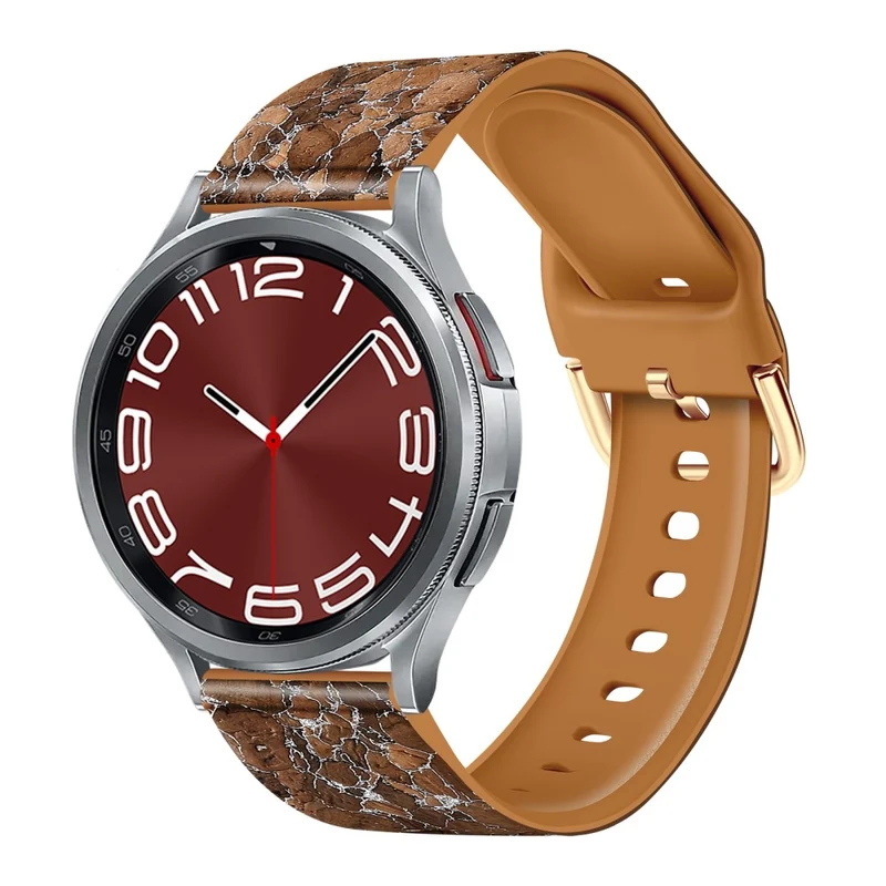 20mm Watch Band Samsung Galaxy Watch6 Classic 43mm 47mm / Watch6 40mm 44mm Genuine Tree LeatherandTPE Strap - Style A