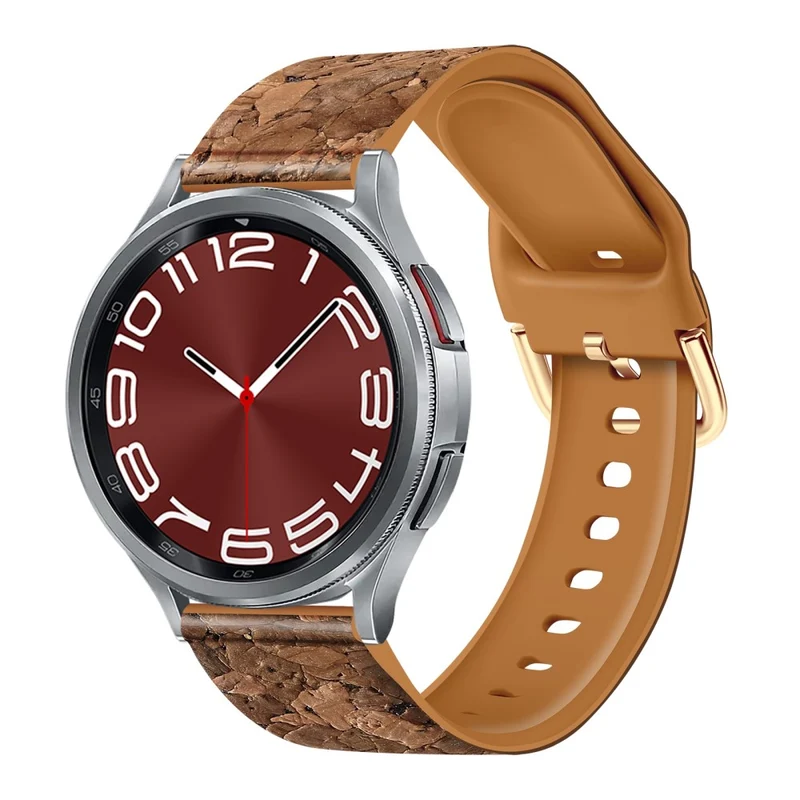 20mm Watch Band Samsung Galaxy Watch6 Classic 43mm 47mm / Watch6 40mm 44mm Genuine Tree LeatherandTPE Strap - Style A