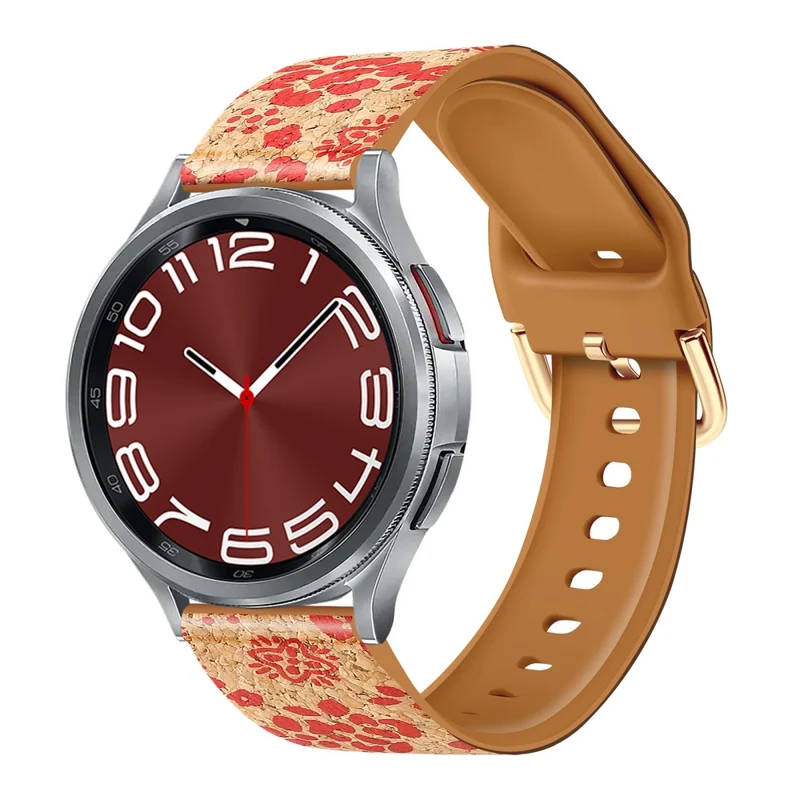 20mm Watch Band Samsung Galaxy Watch6 Classic 43mm 47mm / Watch6 40mm 44mm Genuine Tree LeatherandTPE Strap - Style A