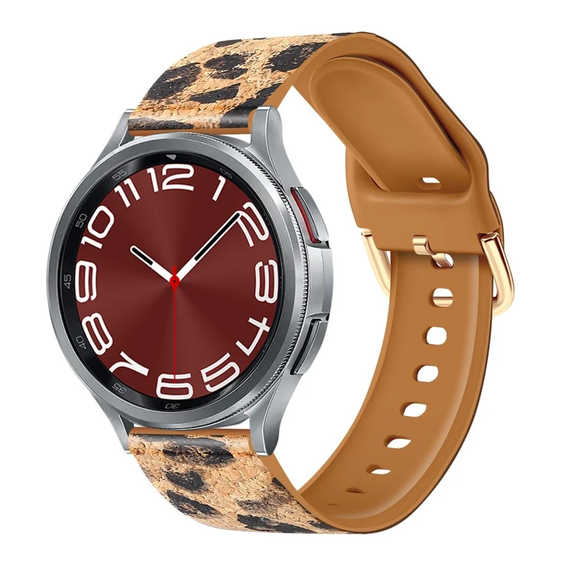 20mm Watch Band Samsung Galaxy Watch6 Classic 43mm 47mm / Watch6 40mm 44mm Genuine Tree LeatherandTPE Strap - Style A