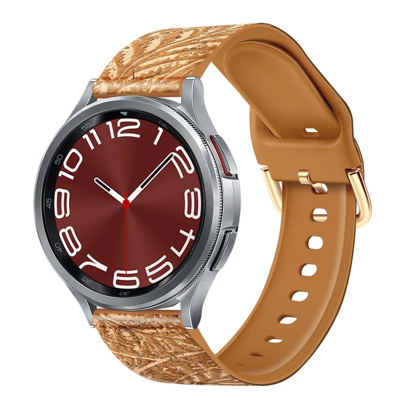 20mm Watch Band Samsung Galaxy Watch6 Classic 43mm 47mm / Watch6 40mm 44mm Genuine Tree LeatherandTPE Strap - Style A