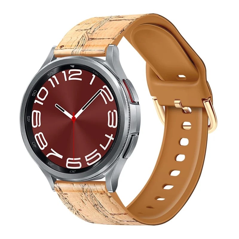 20mm Watch Band Samsung Galaxy Watch6 Classic 43mm 47mm / Watch6 40mm 44mm Genuine Tree LeatherandTPE Strap - Style A