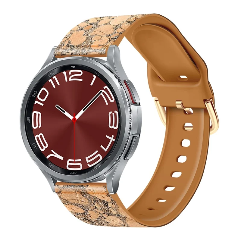 20mm Watch Band Samsung Galaxy Watch6 Classic 43mm 47mm / Watch6 40mm 44mm Genuine Tree LeatherandTPE Strap - Style A