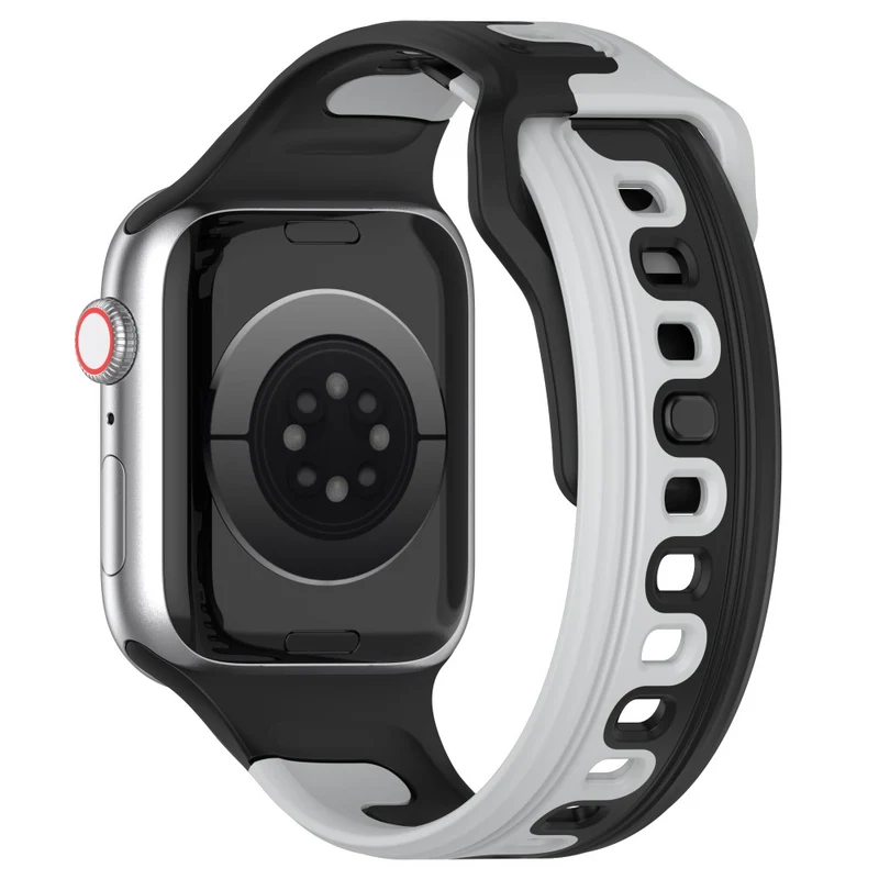 Watch Strap Apple Watch Series 9 8 7 41mm / SE (2023) SE (2022) SE Series 6 5 4 40mm / Series 3 2 1 38mm Dual-color Silicone Band - Black / Red