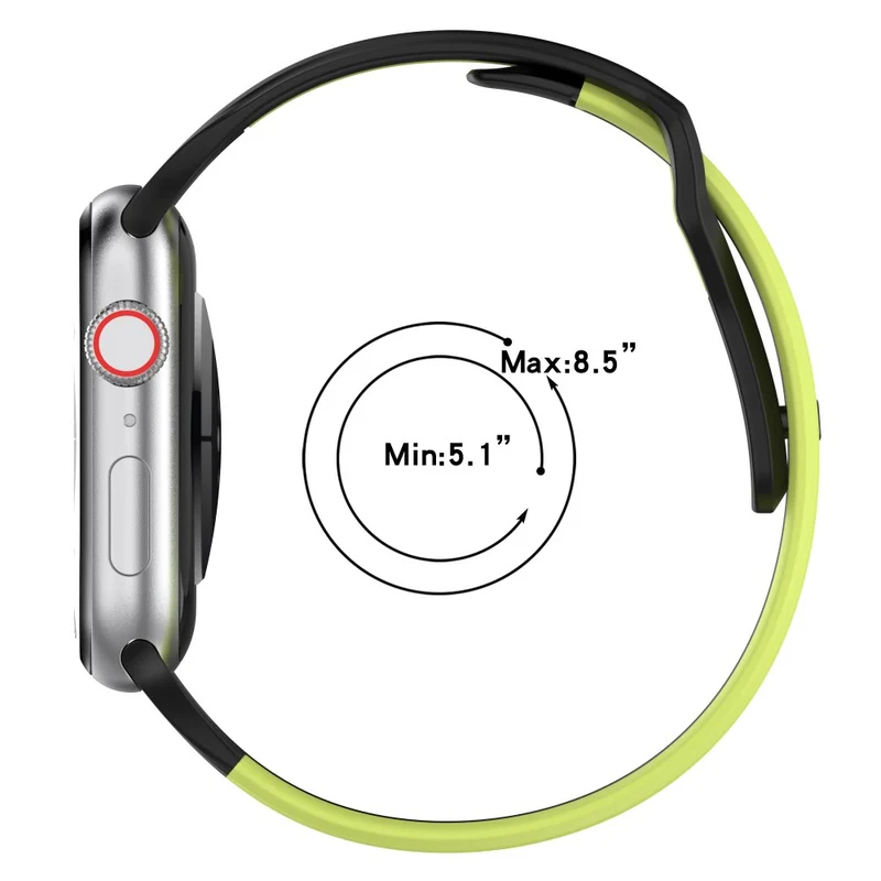 Watch Strap Apple Watch Series 9 8 7 41mm / SE (2023) SE (2022) SE Series 6 5 4 40mm / Series 3 2 1 38mm Dual-color Silicone Band - Black / Red