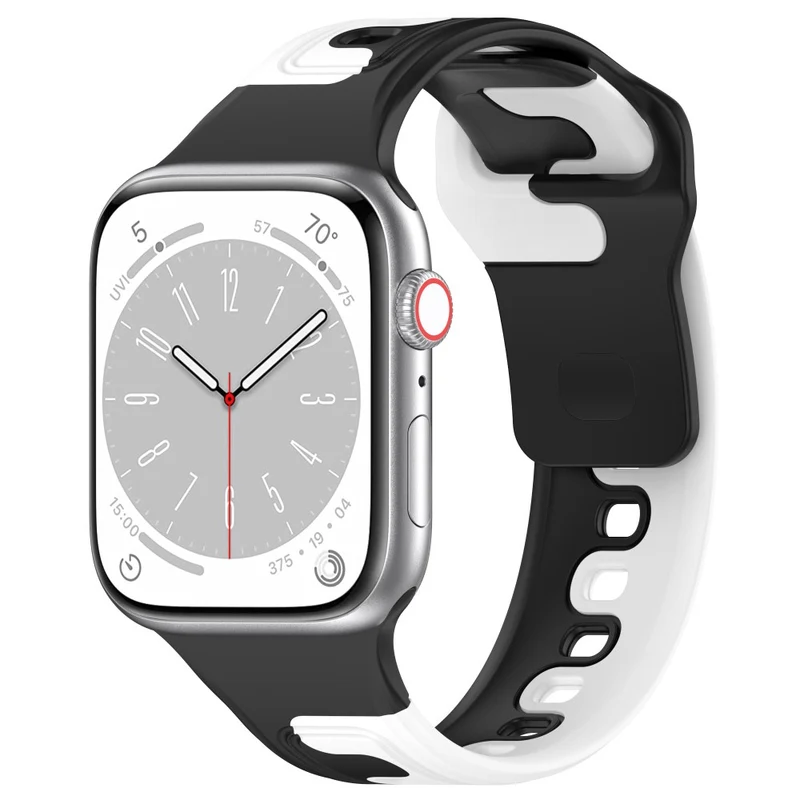 Watch Strap Apple Watch Series 9 8 7 41mm / SE (2023) SE (2022) SE Series 6 5 4 40mm / Series 3 2 1 38mm Dual-color Silicone Band - Black / Red