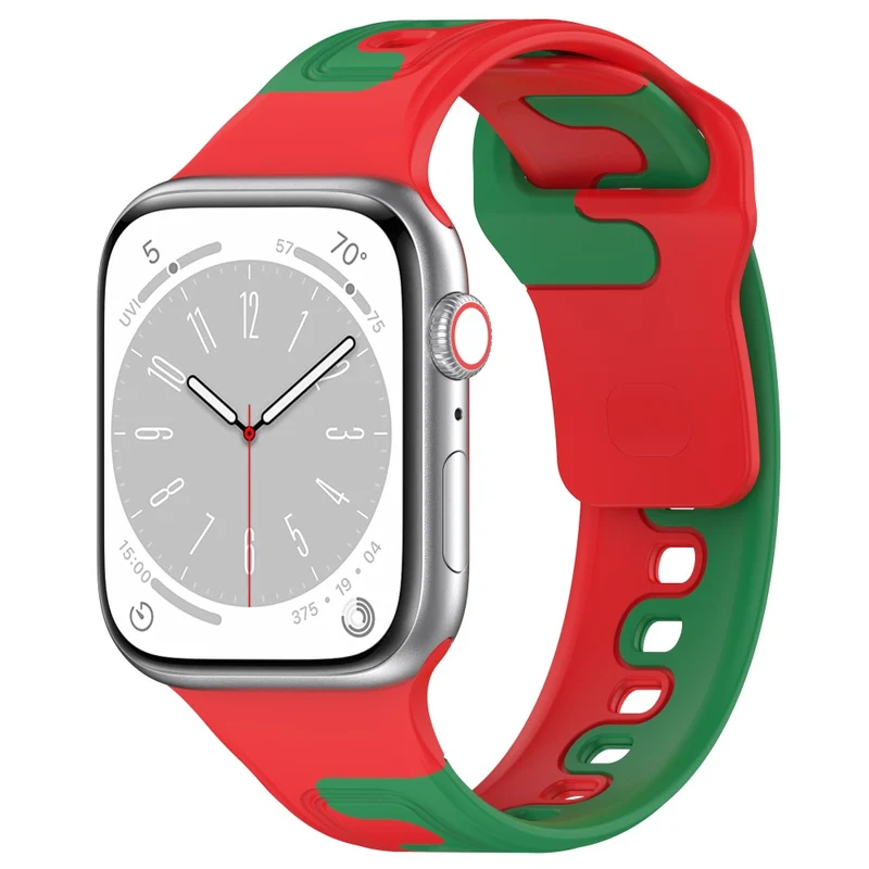 Watch Strap Apple Watch Series 9 8 7 41mm / SE (2023) SE (2022) SE Series 6 5 4 40mm / Series 3 2 1 38mm Dual-color Silicone Band - Black / Red